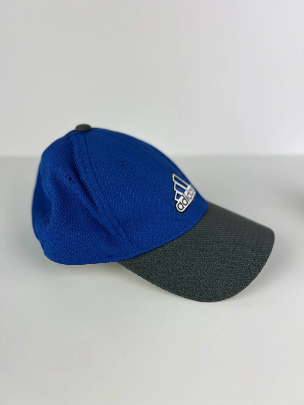 Adidas Climalite A-Flex Fitted Youth Hat Baseball Cap Embroidered Logo Blue Gray